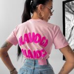 T-shirt bawełniany MYSTICAL OLAVOGA różowy