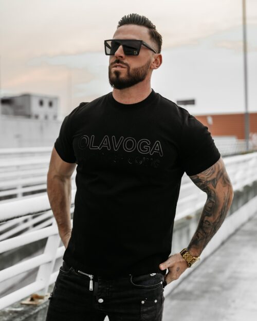 T-shirt męski bawełniany GO OLAVOGA czarny