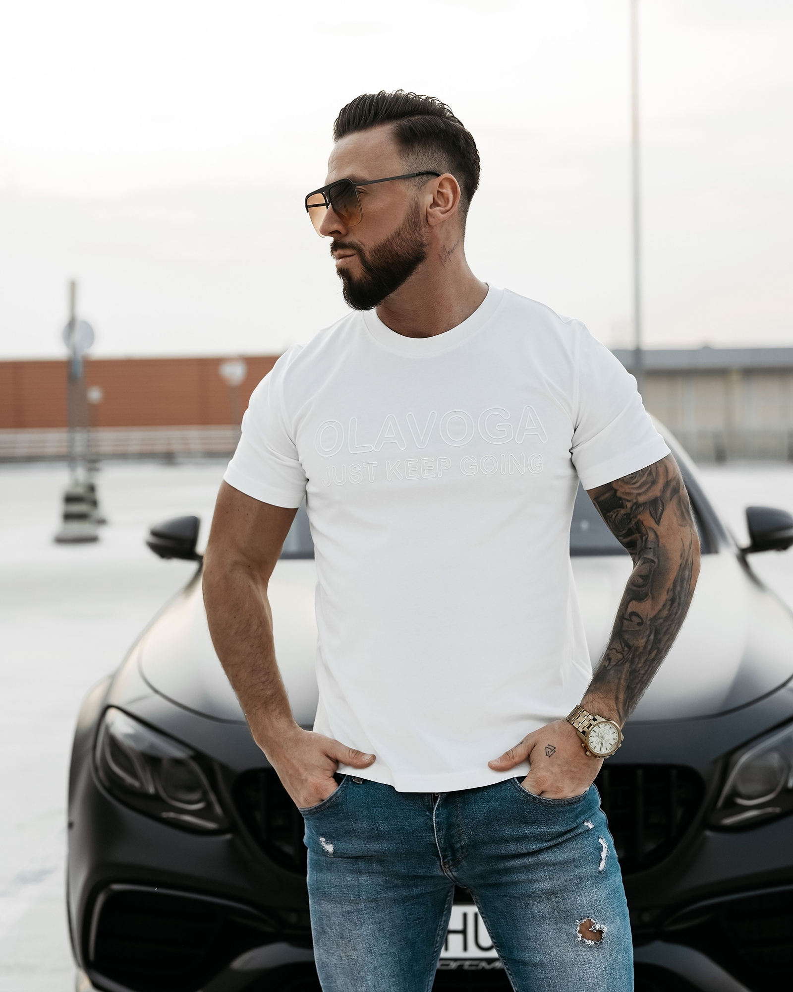 T-shirt męski bawełniany GO OLAVOGA ecru T-shirt męski bawełniany GO OLAVOGA ecru