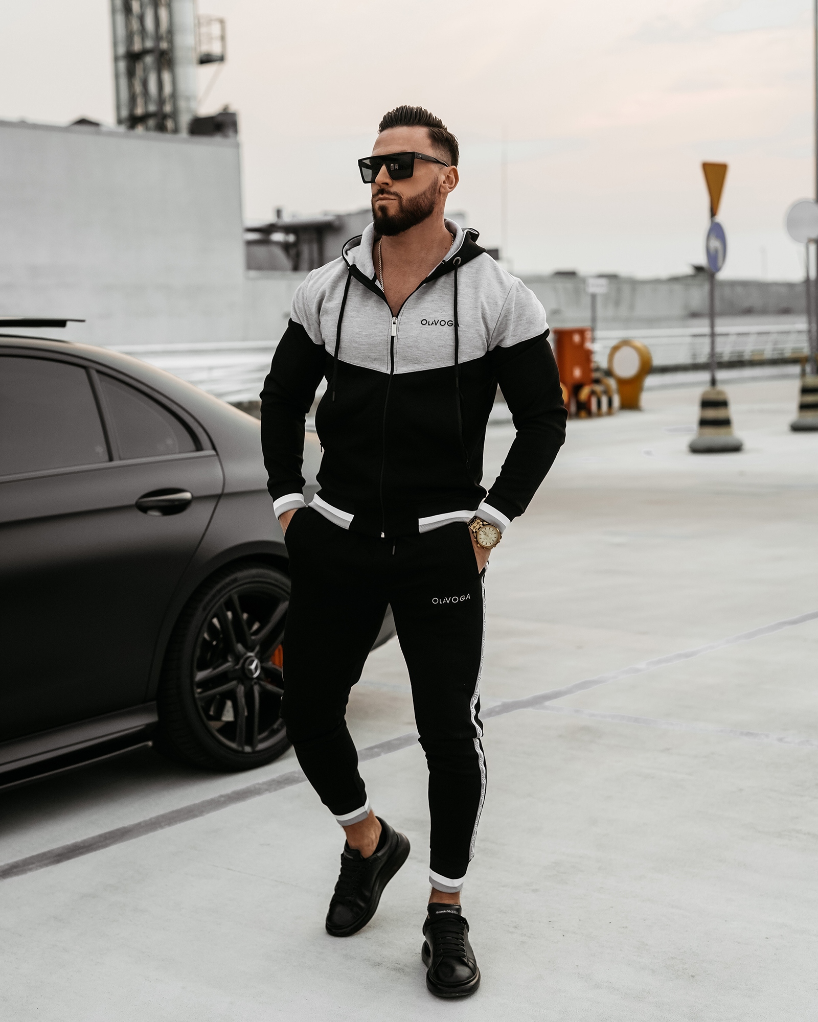 Komplet męski bawełniany DUNES OLAVOGA czarny-szary