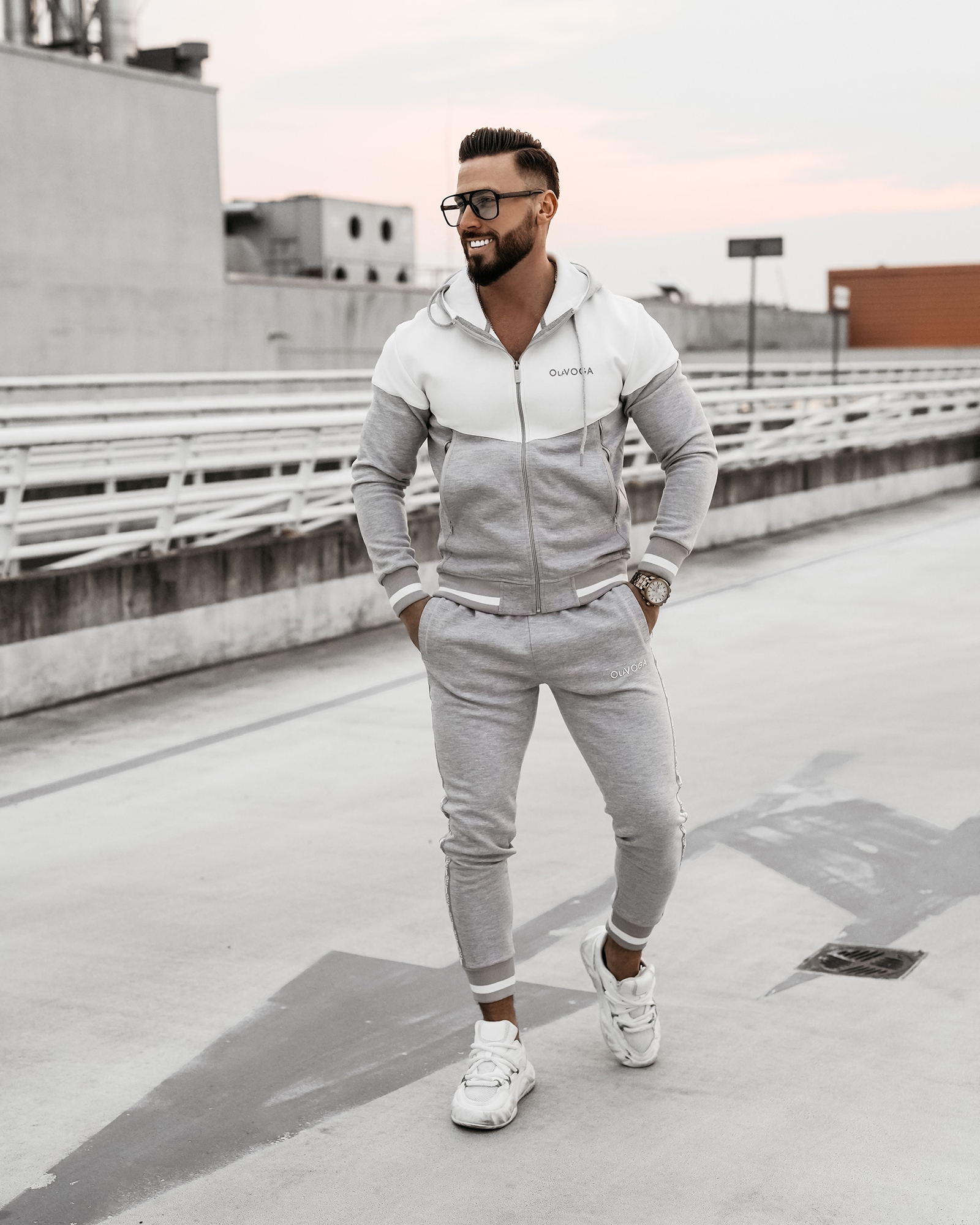 Komplet męski bawełniany DUNES OLAVOGA szary-ecru