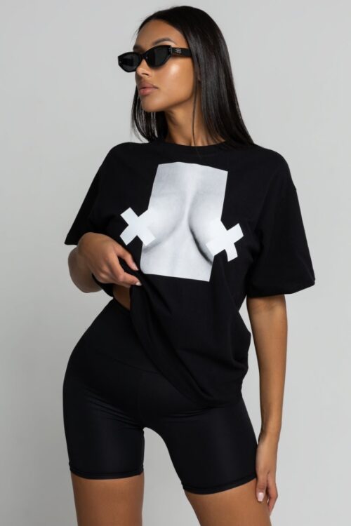 T-shirt bawełniany CHIARA BOOBIES czarny