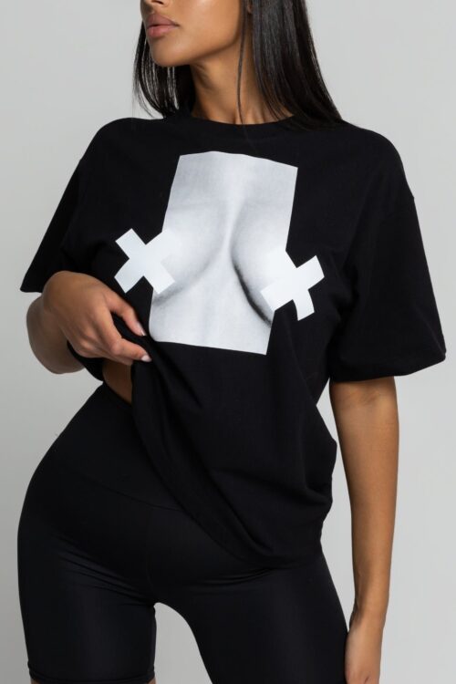 T-shirt bawełniany CHIARA BOOBIES czarny