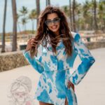 Komplet marynarka +spódniczko-spodenki Moou niebieski