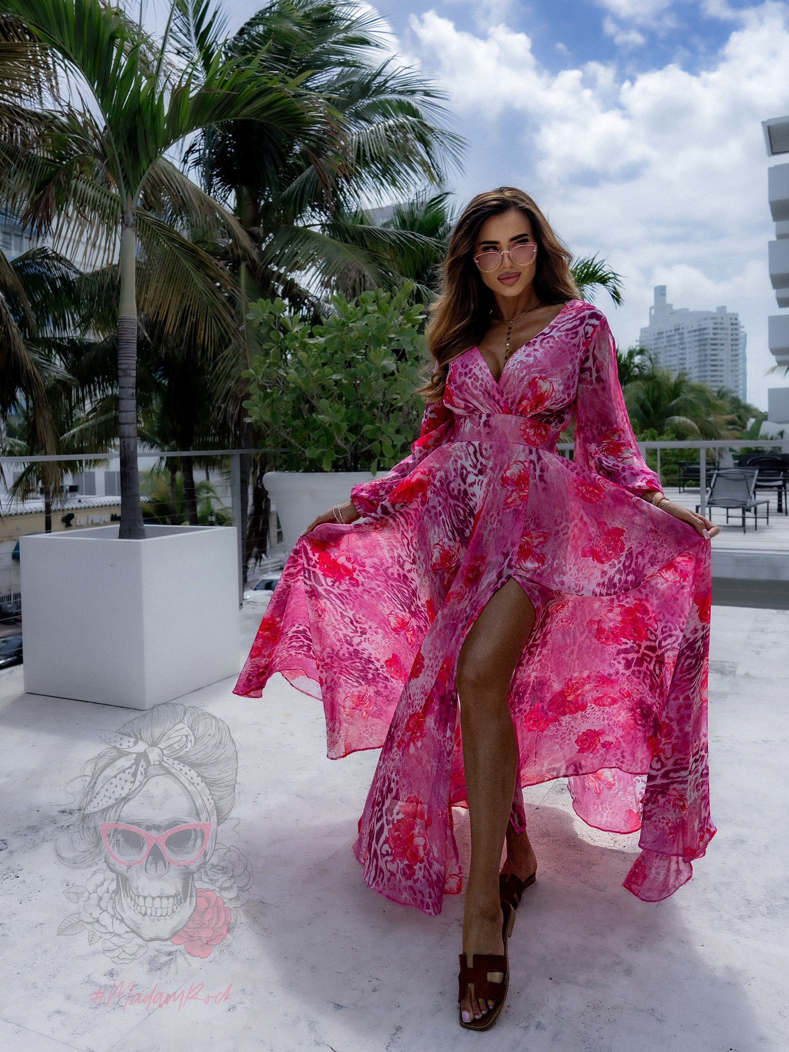 Sukienka maxi w róże NB Secret Garden różowa Sukienka maxi w róże NB Secret Garden różowa