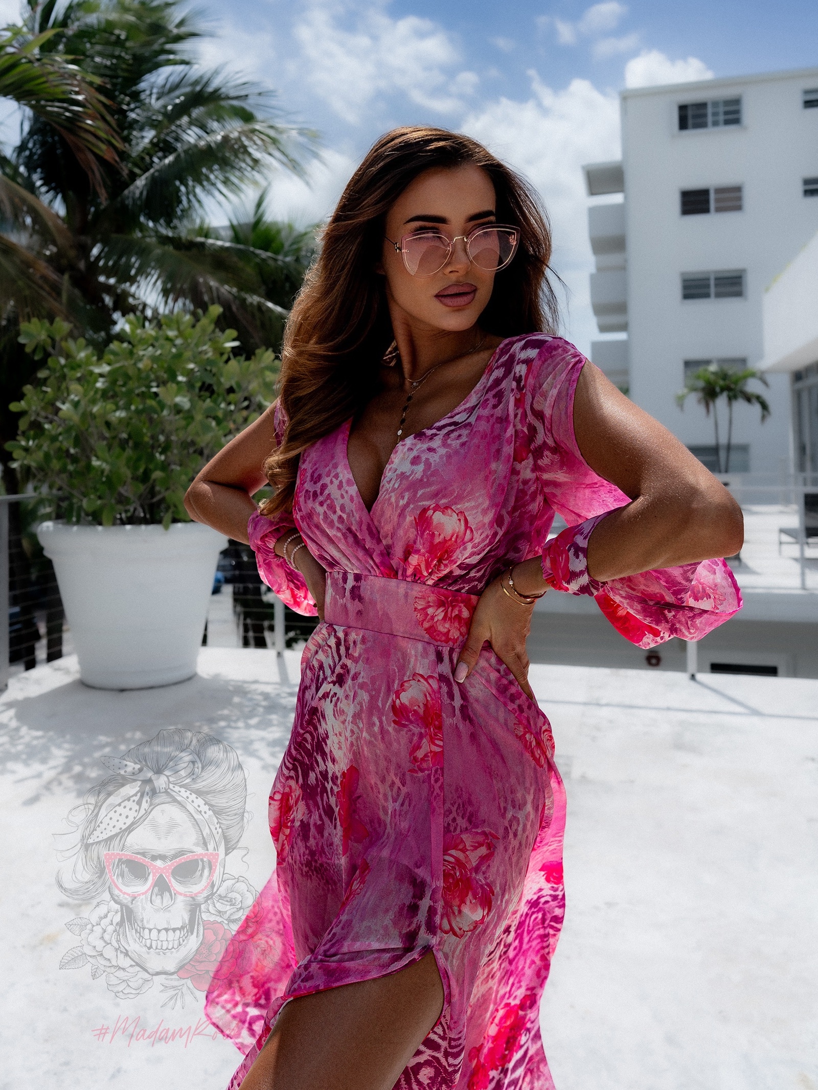 Sukienka maxi w róże NB Secret Garden różowa Sukienka maxi w róże NB Secret Garden różowa