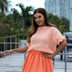 Sweterek na krótki rękaw Birmi łososiowy