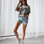 T-shirt bawełniany dekatyzowany Red Miki Ola Voga j.szary