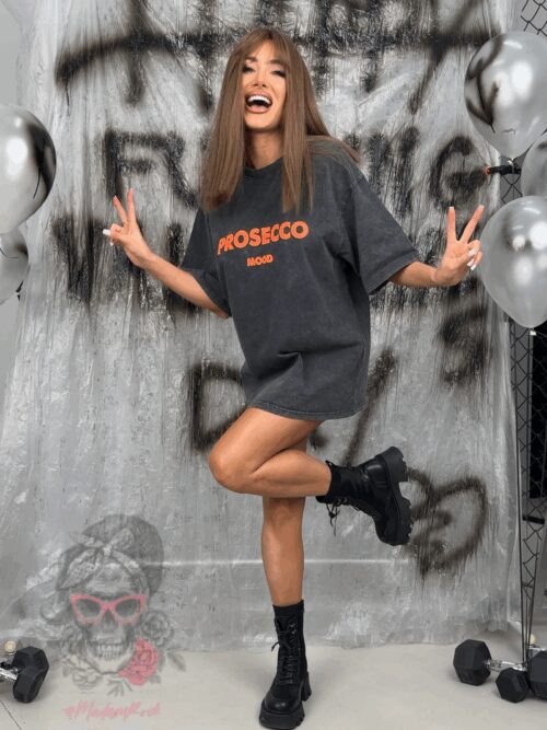 T-shirt dekatyzowany Prosecco szary