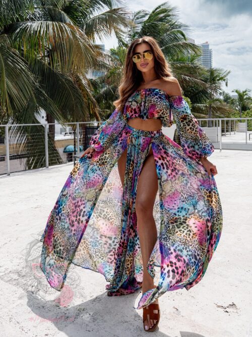 Komplet wakacyjny bluzka + spódnica Matermelon kolorowy