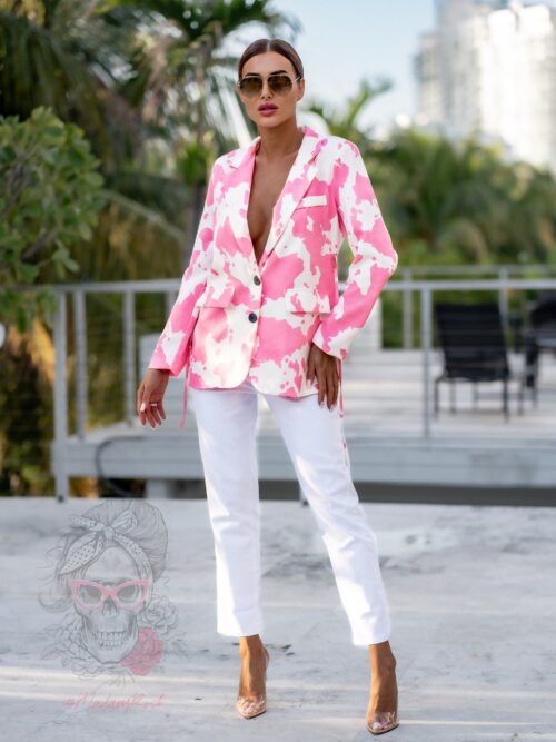 Marynarka wiązana Moou różowa