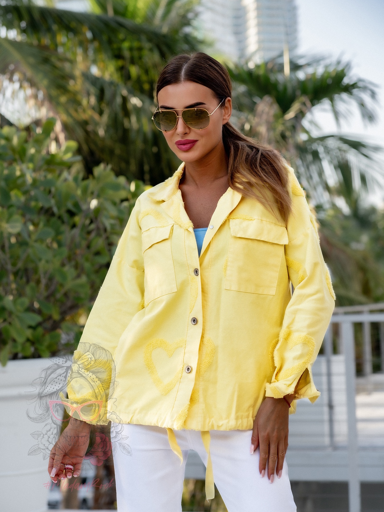 Koszula jeansowa w serca Alows żołta