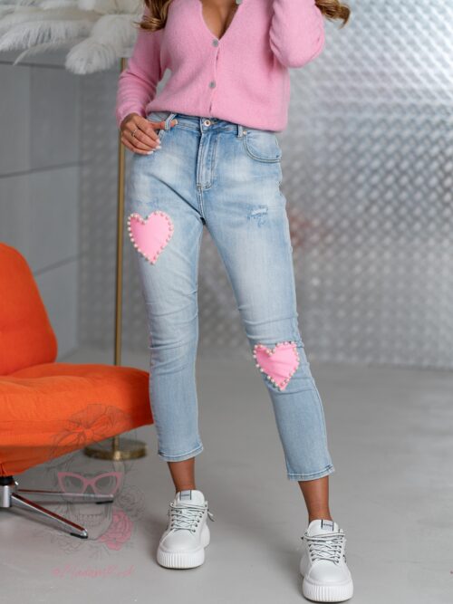 Spodnie jeansowe z sercami Lofe niebieskie