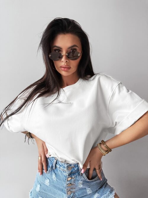 T-shirt z grafiką THEBES OLAVOGA ecru