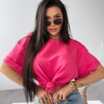 T-shirt z grafiką THEBES OLAVOGA amarantowy