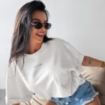 T-shirt z grafiką THEBES OLAVOGA ecru