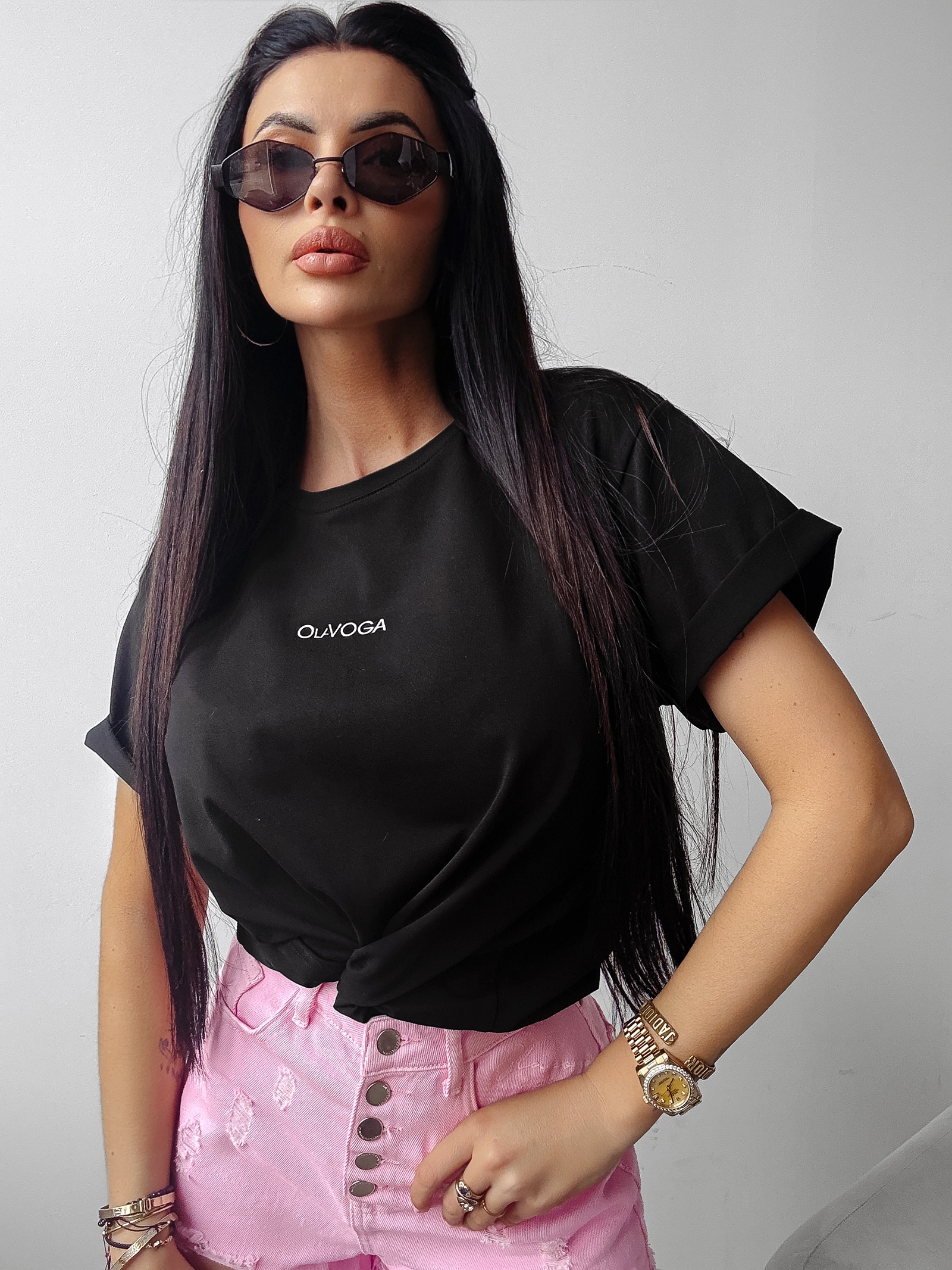 T-shirt klasyczny HOLD ON OLAVOGA czarny