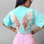 T-shirt klasyczny HOLD ON OLAVOGA błękitny