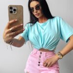 T-shirt klasyczny HOLD ON OLAVOGA błękitny