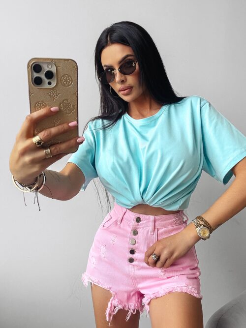 T-shirt klasyczny HOLD ON OLAVOGA błękitny