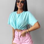 T-shirt klasyczny HOLD ON OLAVOGA błękitny