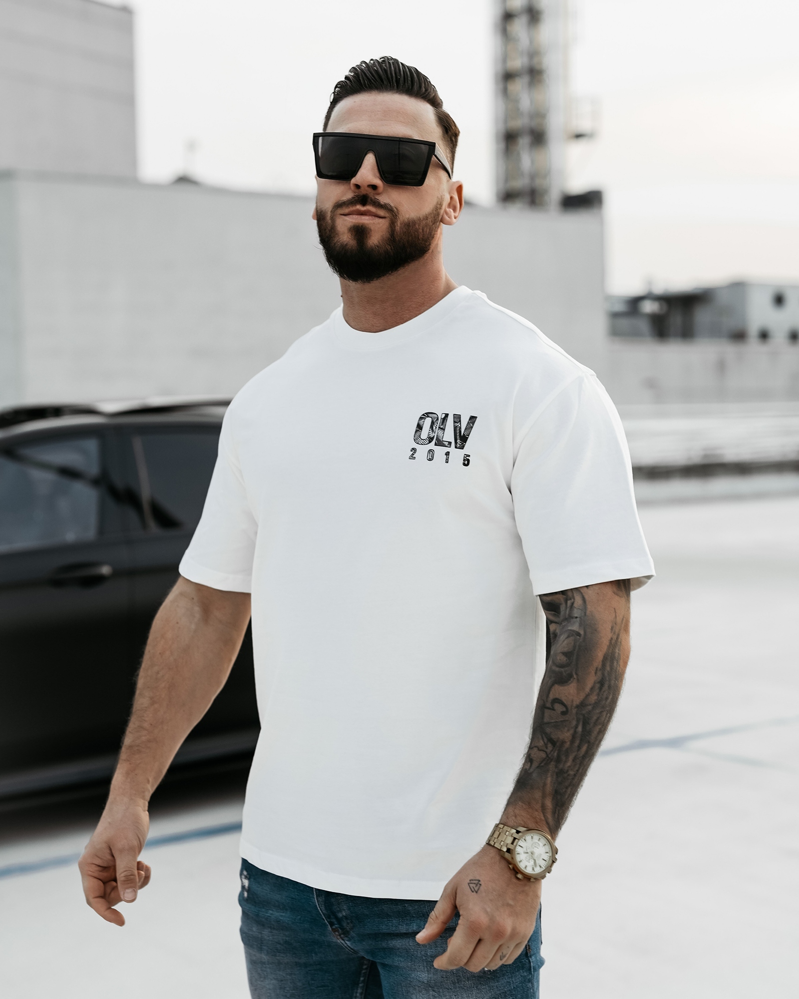 T-shirt męski slim BAKAR OLAVOGA ecru