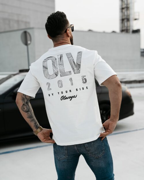 T-shirt męski slim BAKAR OLAVOGA ecru