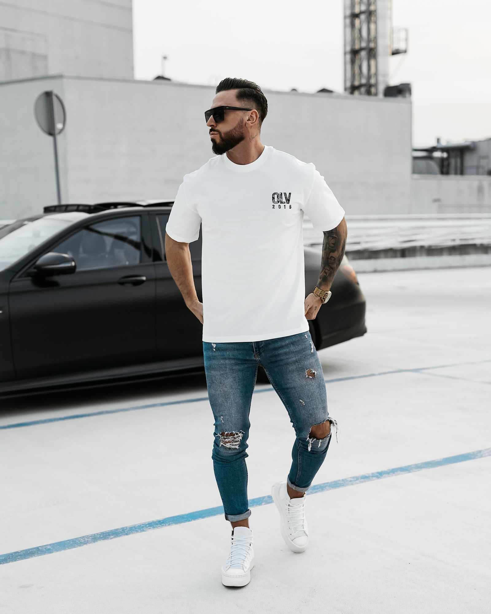 T-shirt męski slim BAKAR OLAVOGA ecru