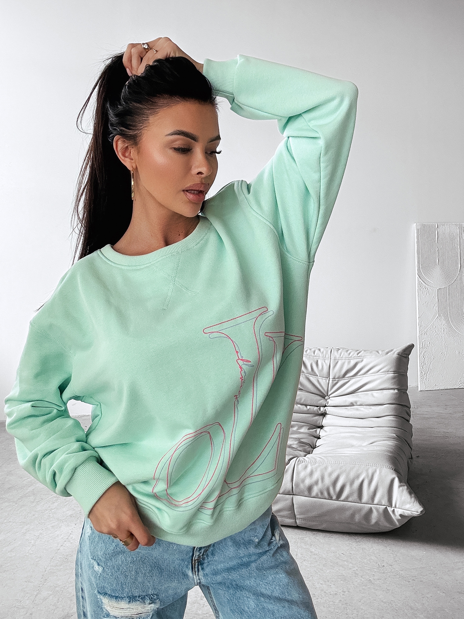 Bluza oversize APLOMB OLAVOGA miętowa