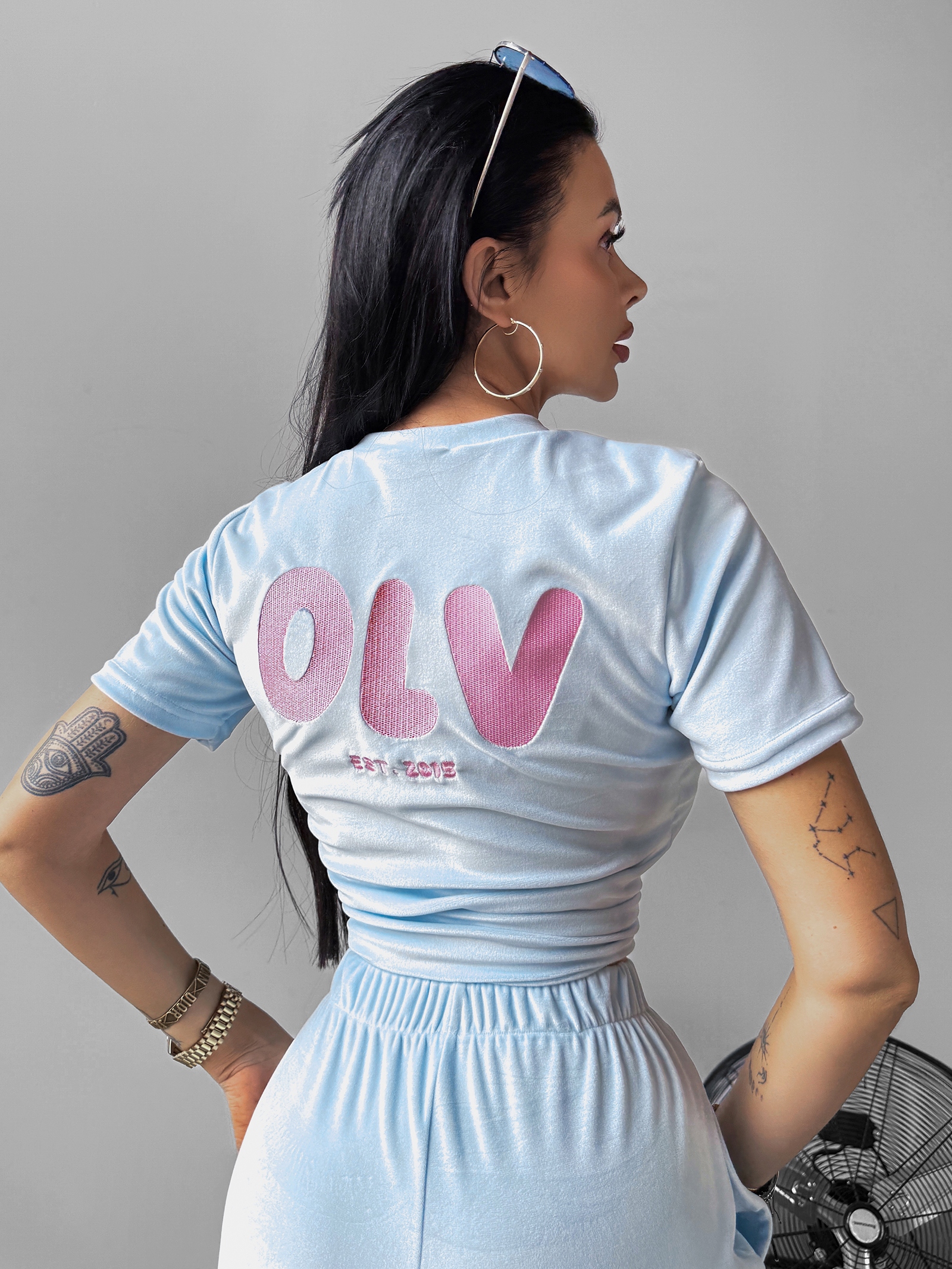 Komplet welurowy GET OVER OLAVOGA niebieski