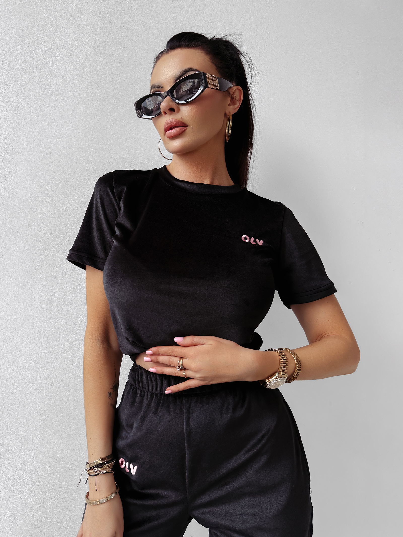 Komplet welurowy GET OVER OLAVOGA czarny Komplet welurowy GET OVER OLAVOGA czarny