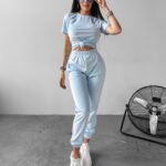 Komplet welurowy GET OVER OLAVOGA niebieski