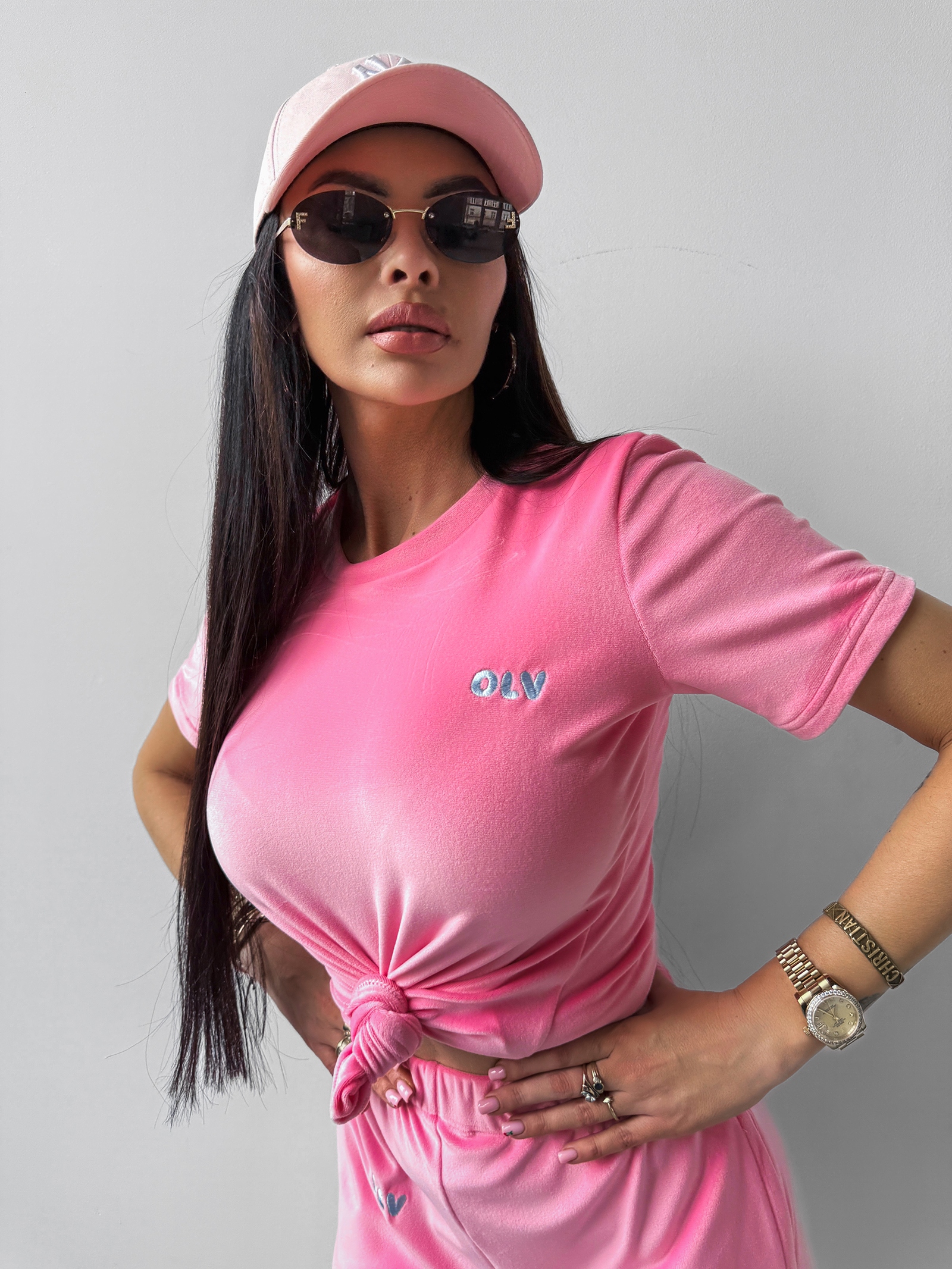 Komplet welurowy GET OVER OLAVOGA koralowy Komplet welurowy GET OVER OLAVOGA koralowy