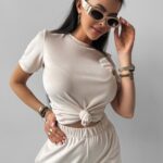 Komplet welurowy GET OVER OLAVOGA beżowy