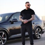 Komplet męski welurowy PIFFLE OLAVOGA czarny