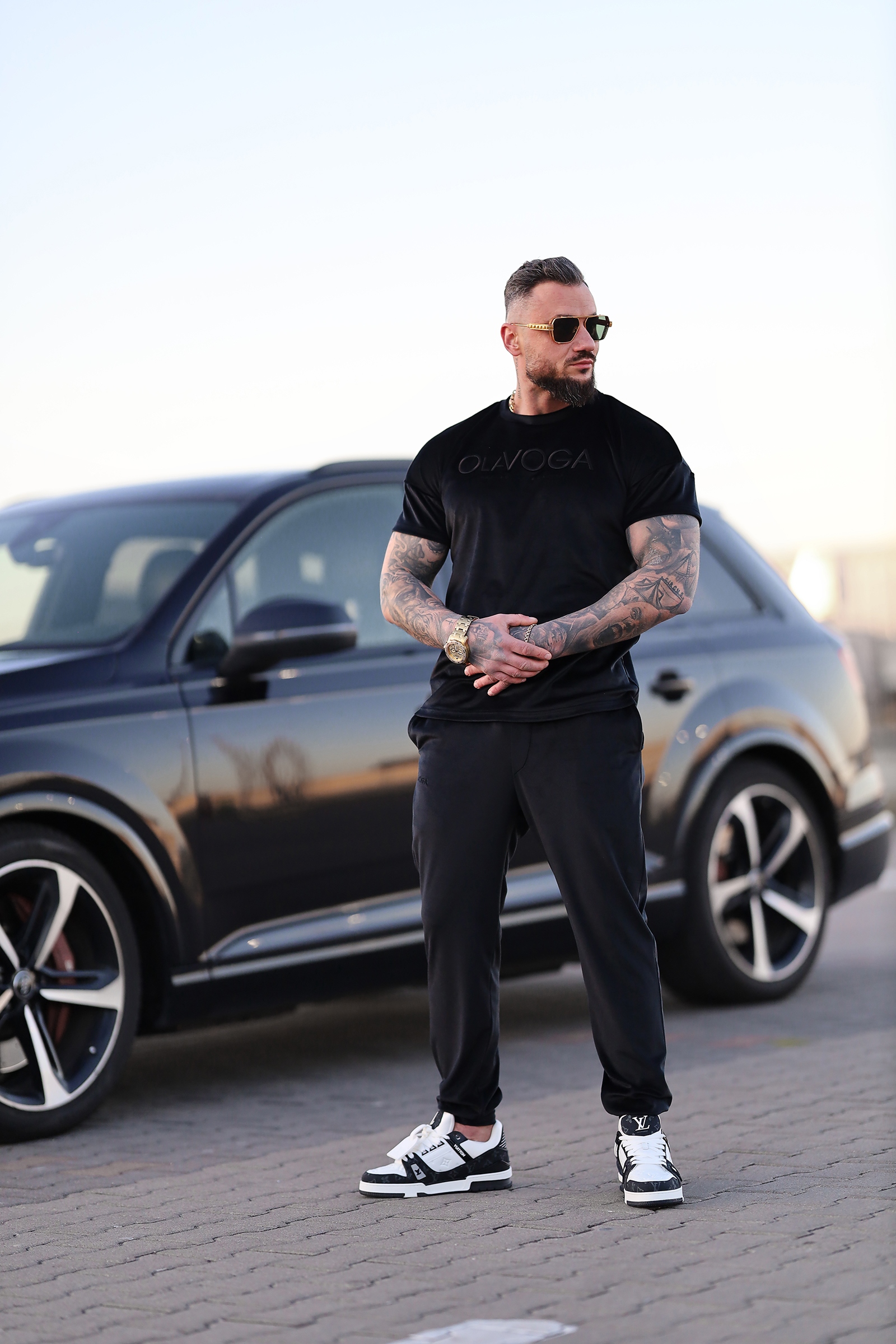 Komplet męski welurowy PIFFLE OLAVOGA czarny