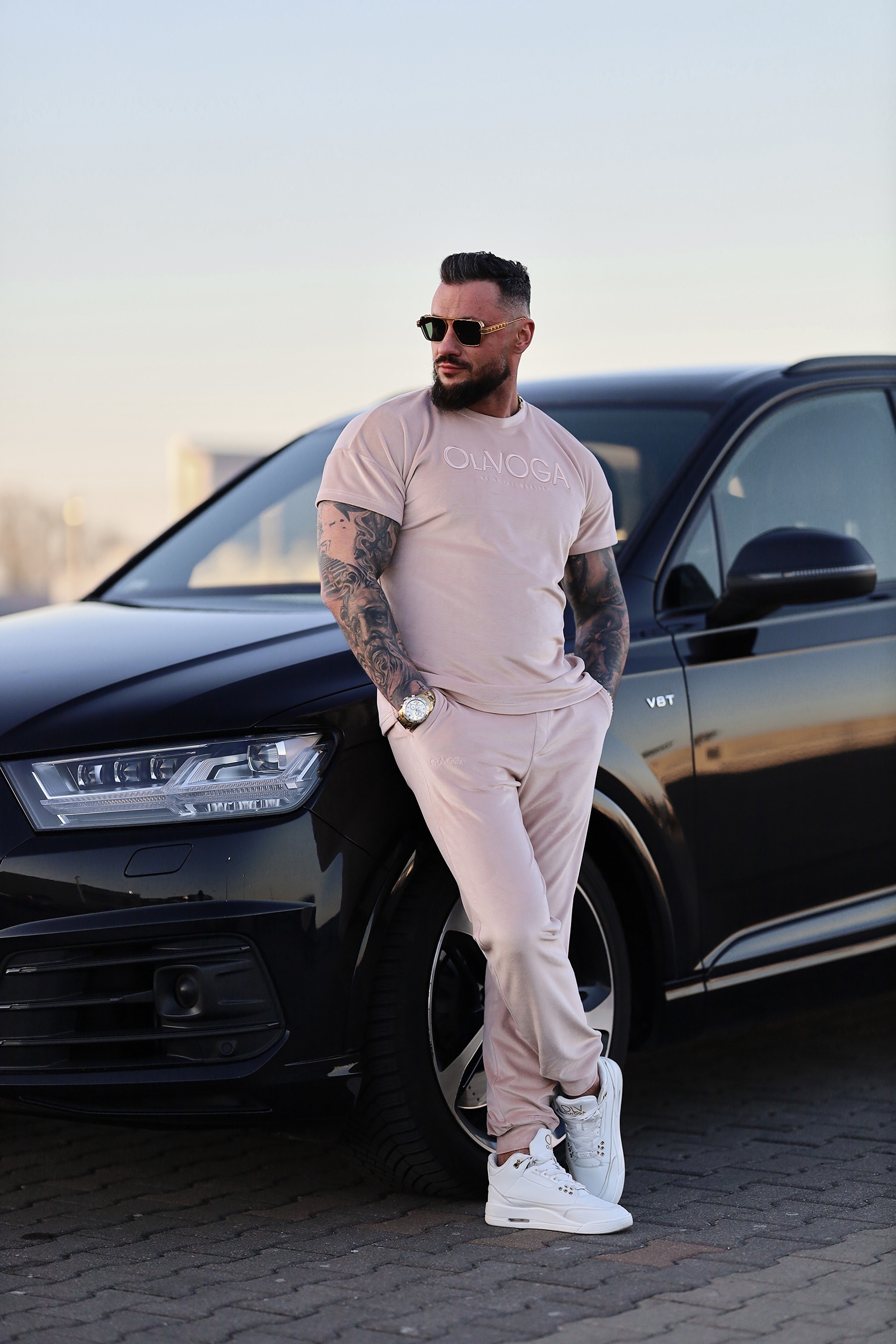 Komplet męski welurowy PIFFLE OLAVOGA beżowy