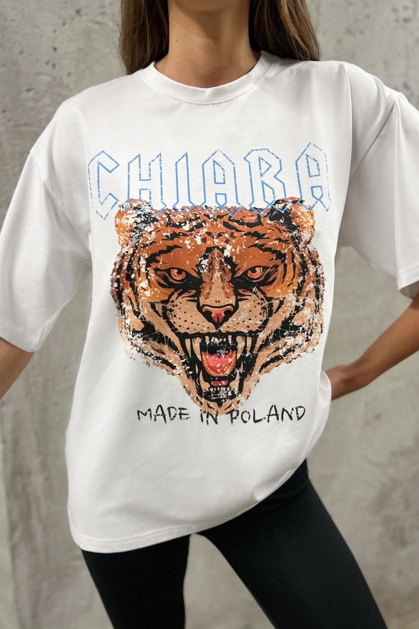 T-shirt oversize CHIARA ROAR biały