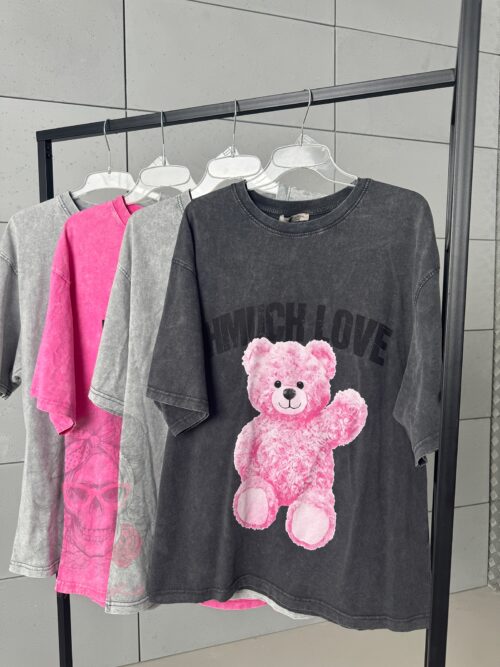 T-shirt dekatyzowany MuchLove grafitowy