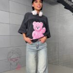 T-shirt dekatyzowany MuchLove grafitowy