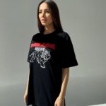 T-shirt z nadrukiem CHIARA TIGER czarny