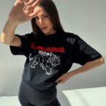 T-shirt z nadrukiem CHIARA TIGER czarny