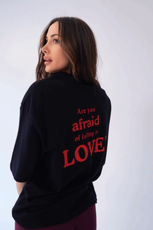 T-shirt oversize CHIARA CAT czarny