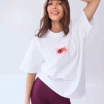 T-shirt oversize z nadrukiem CHIARA DOG biały