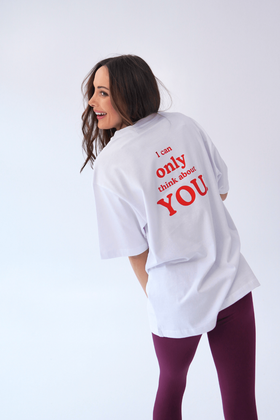 T-shirt oversize z nadrukiem CHIARA DOG biały