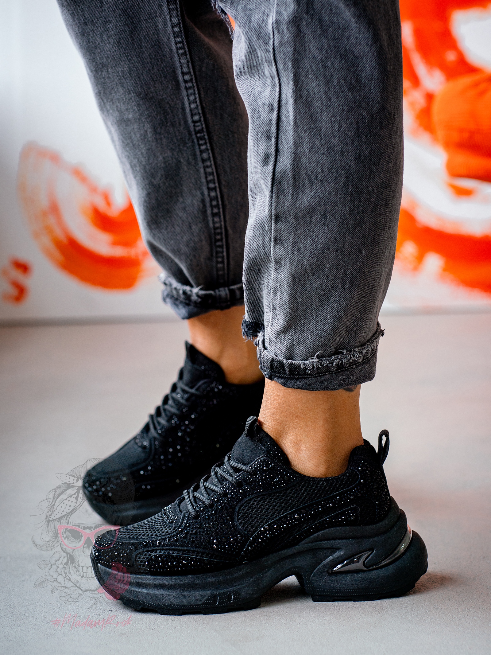 Buty sportowe z cyrkoniami Madam Restars czarne