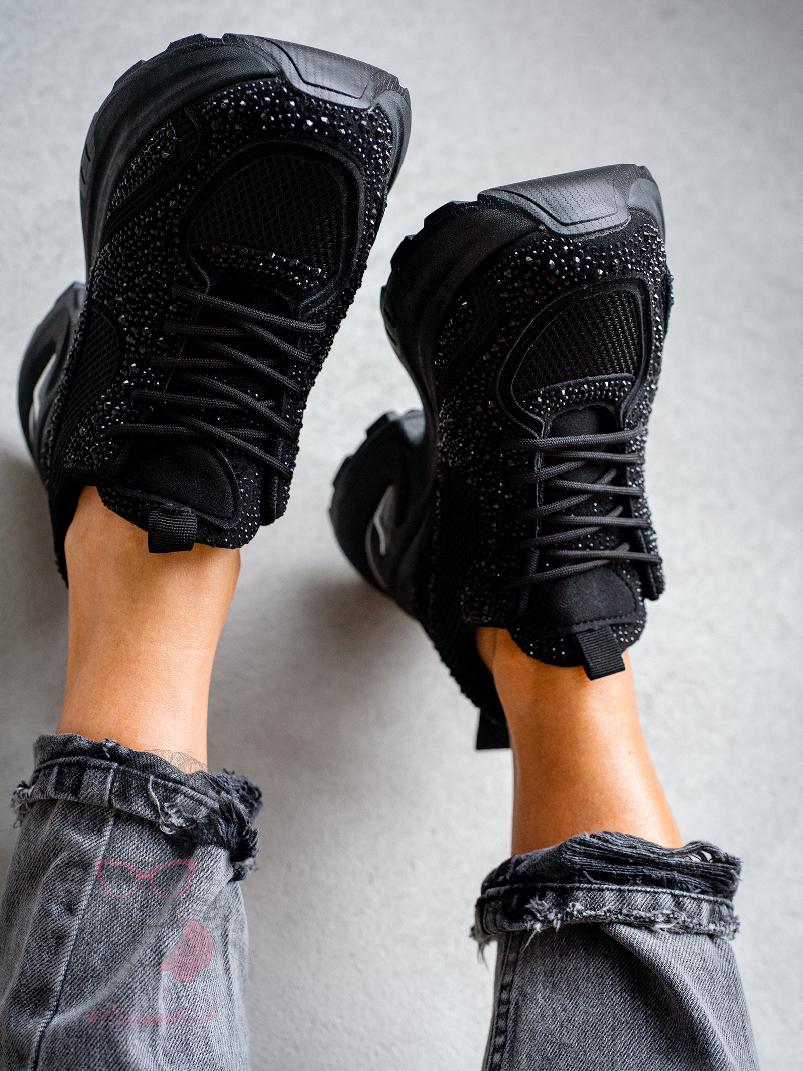 Buty sportowe z cyrkoniami Madam Restars czarne