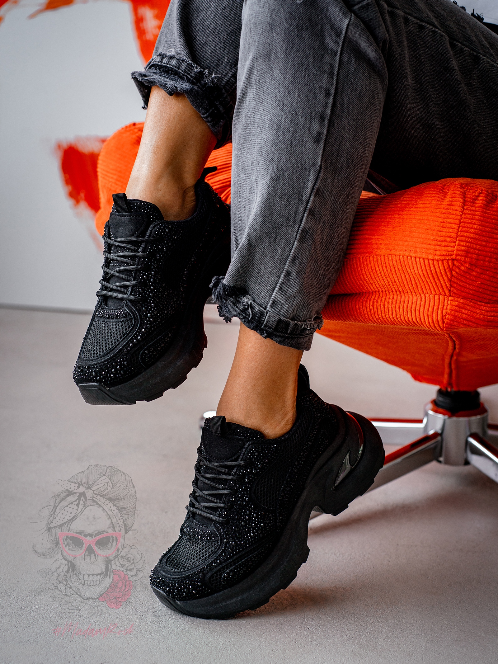 Buty sportowe z cyrkoniami Madam Restars czarne