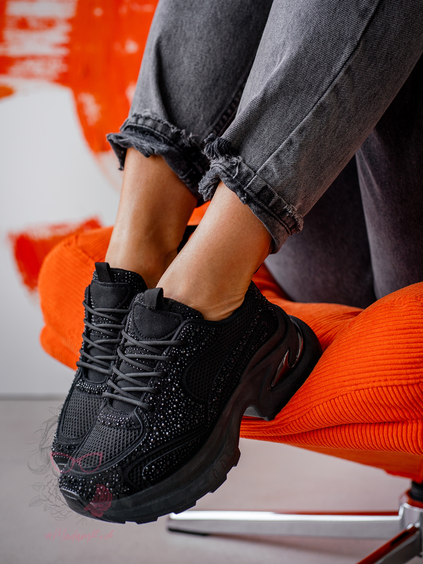 Buty sportowe z cyrkoniami Madam Restars czarne