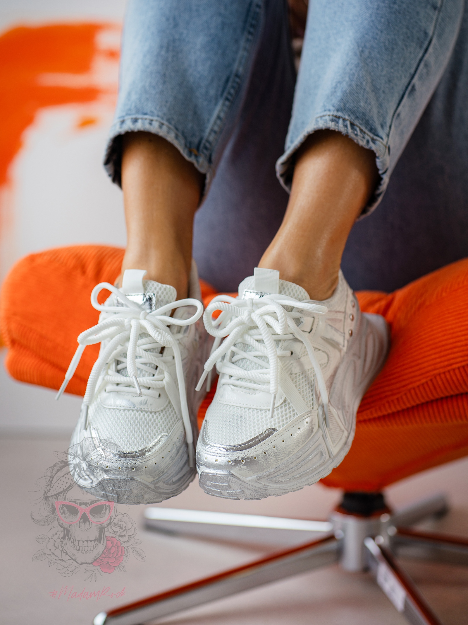 Buty sportowe metaliczne Rock Xeza białe